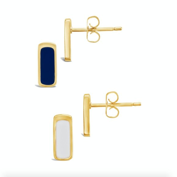 Sterling Forever Jewelry - 14K Gold Plated Bar Studs 2 pairs